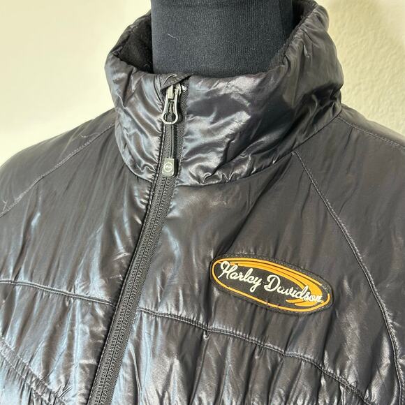 Harley-Davidson Women’s Quilted Insulated Riding Jacket Black Orange Size Large - Picture 3 of 12